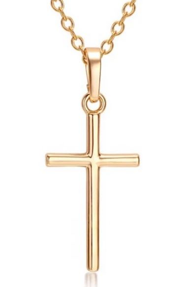 Кулон металлический "Крест изящный", цвет "золото",  размер 27*13 мм, с цепочкой со звеньями 45+5 см