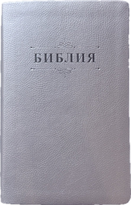 Библия 055 код 25055-65 дизайн "Библия с вензелем", переплет из эко кожи, цвет серебристый, средний формат, 143*220 мм