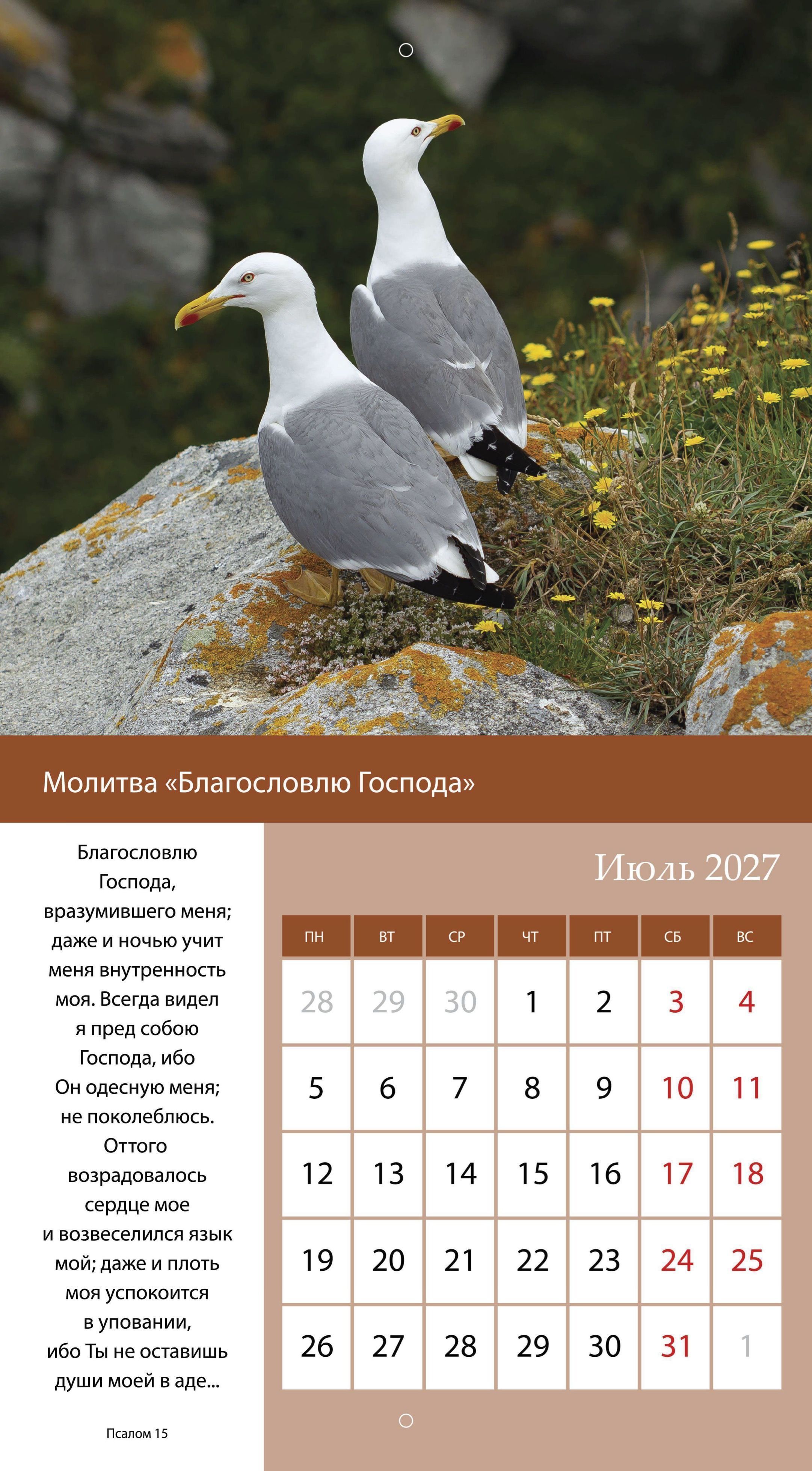 Календарь перекидной на скобе на 6 листах на 2027 год 220*240 см  "Свет Молитвы"