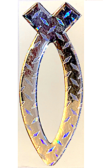 Наклейка объемная Рыбка серебряная Кристал  (7,5*3см) средняя