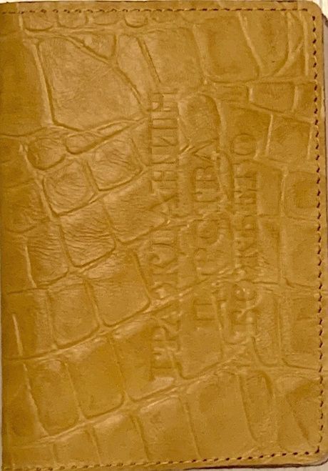 Обложка для паспорта (натуральная цветная кожа) , "Гражданин Царства Божьего"  термопечать, цвет кремовый под крокодила