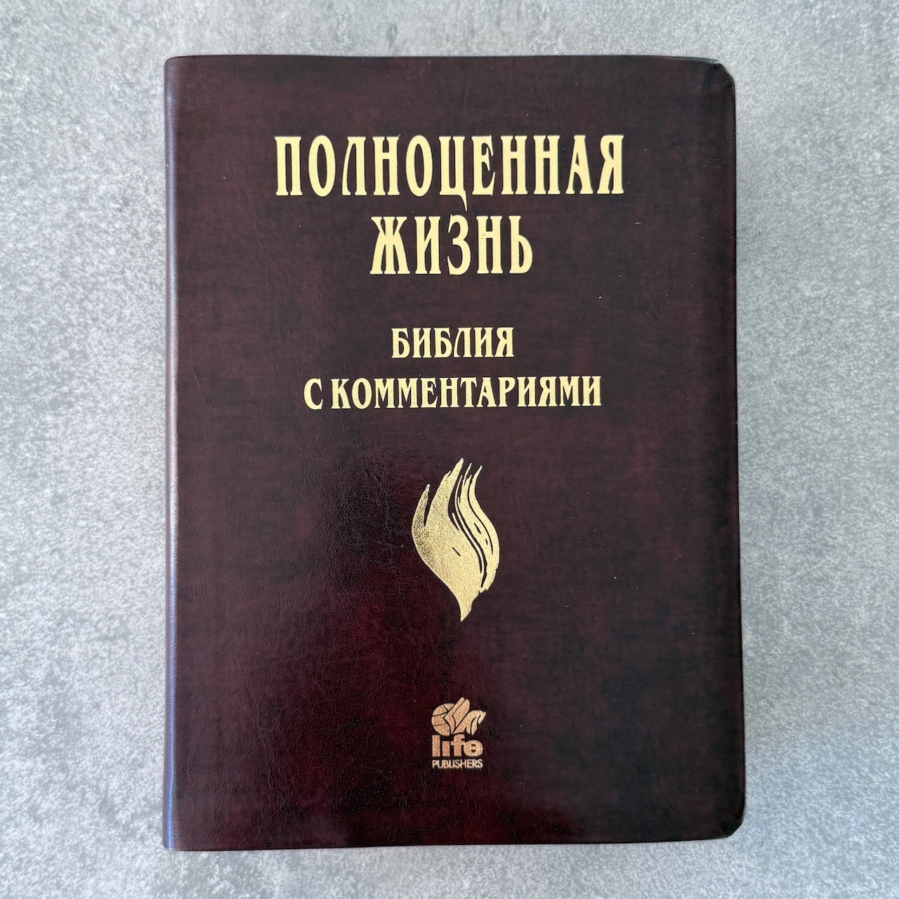 Библия с комментариями "Полноценная жизнь" 065TI, код 25065-16, кожаный переплет, две закладки, цвет темно-бордовый, цветные карты
