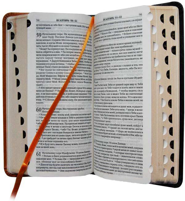 БИБЛИЯ 045УТiА переплет из эко кожи с индексами,  цвет светло-коричневый, формат 90х180 мм, текст в одну колонку, код 1003