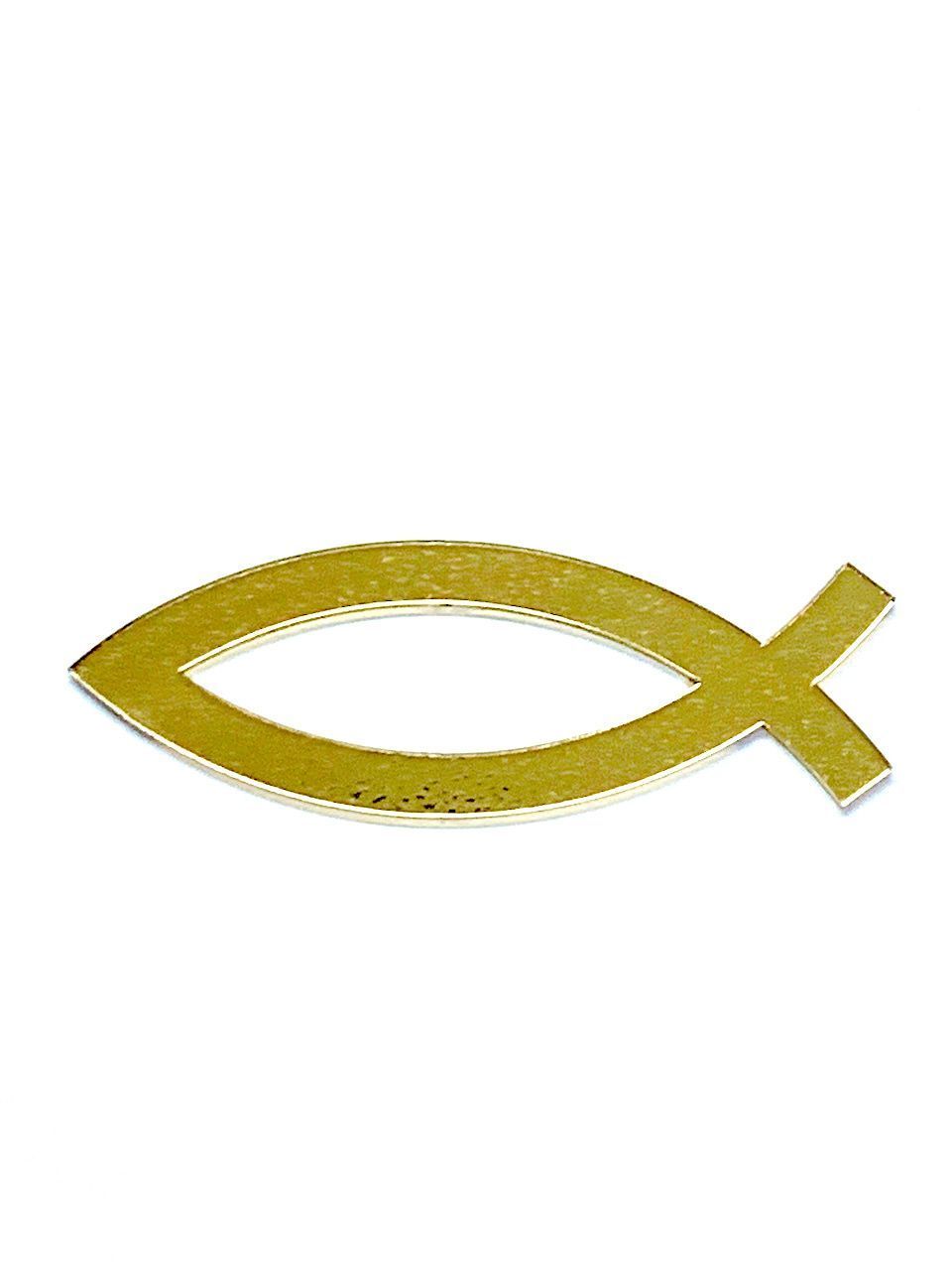 Наклейка "Рыбка" пластик 4*1,4  см, толщина 3 мм, цвет золото