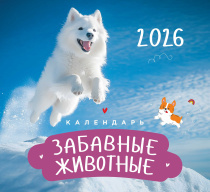 Календарь перекидной на скобе Детский "Забавные животные" (изображение зверей и цитаты из библии)  на 23*22 см на 2026 на 12 листах