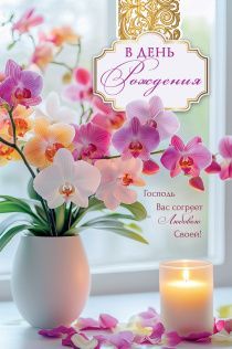 Открытка средняя поздравительная "В день рождения! Господь пусть Вас согреет любовью своей!" 193109