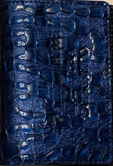 Обложка для паспорта (натуральная цветная кожа) , "Гражданин Царства Божьего"  термопечать, цвет синий крокодил