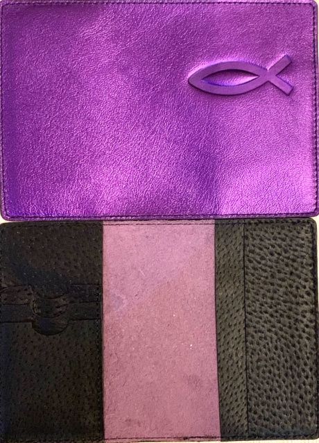 Обложка для паспорта "Бизнес", цвет фиолетовый металлик огонь  (натуральная цветная кожа) , "Рыбка"