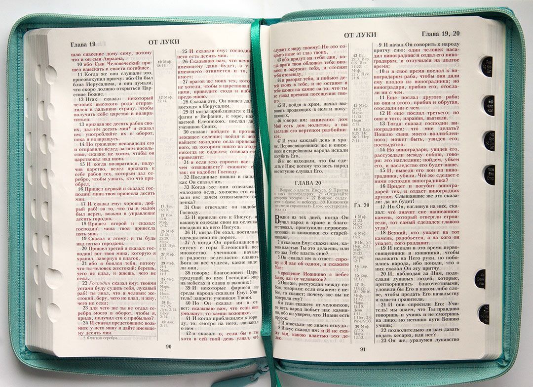 Библия 076zti  рисунок термо штамп Рыбки, цвет морской волный, размер 23 x16 см , кожаный переплет с молнией и индексами, серебряный обрез