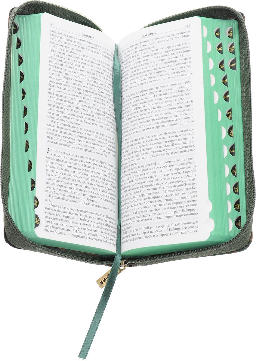 БИБЛИЯ 045УZТiCAM  камуфляжный переплет на молнии с индексами,  формат 90х180 мм, текст в одну колонку, код 1020