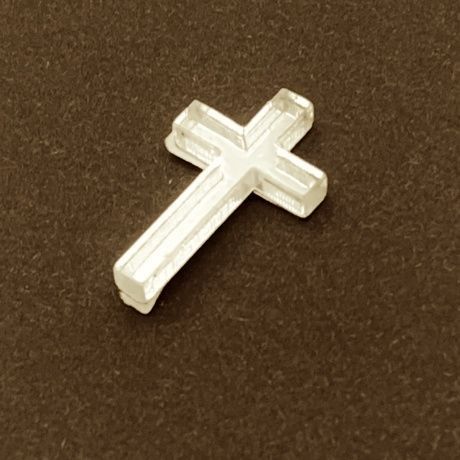 Наклейка "Крест" пластик 1,2*0,7 см, толщина 3мм, цвет серебро
