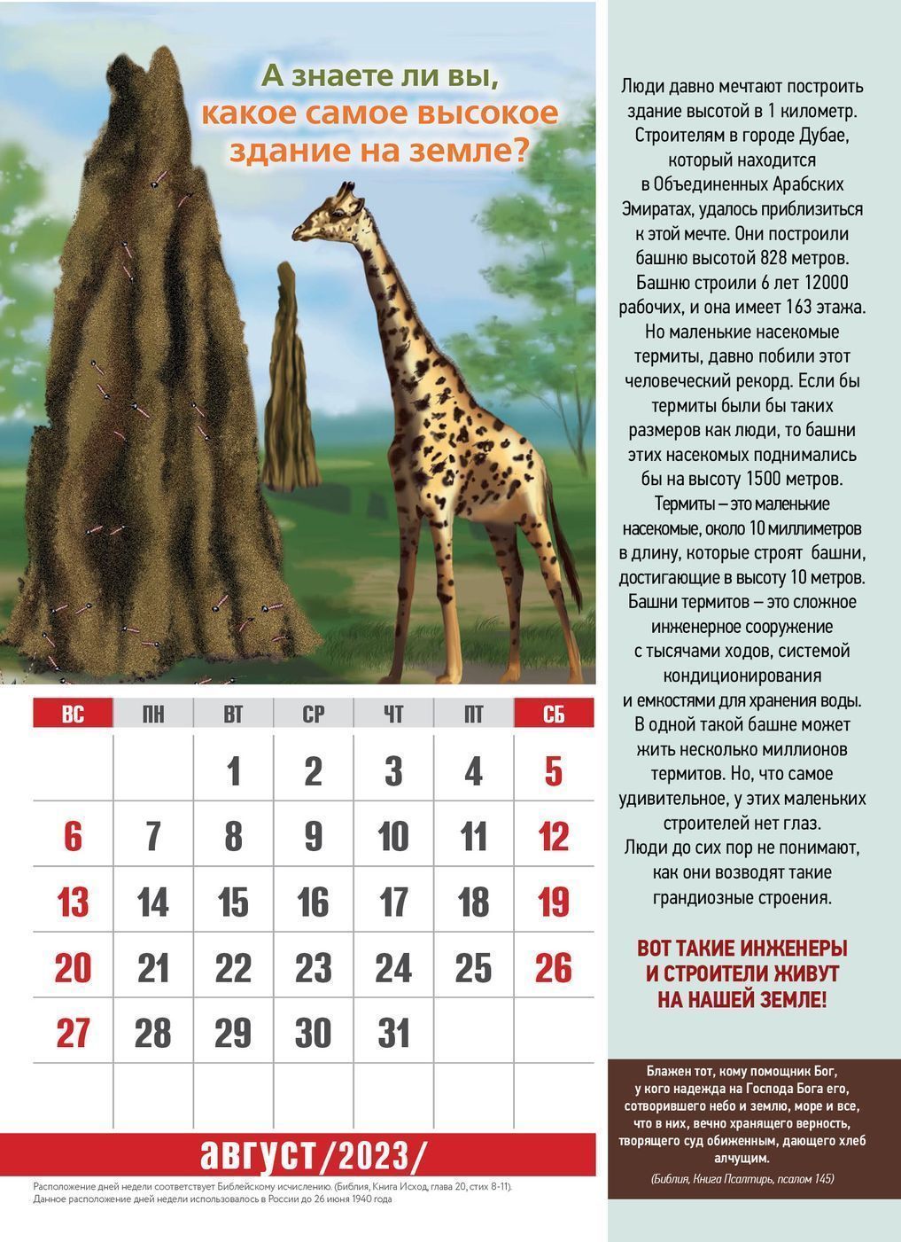 Календарь перекидной на пружине 12 страницах на 2023 год 25*35 (малый) "Чудеса природы" код 521303