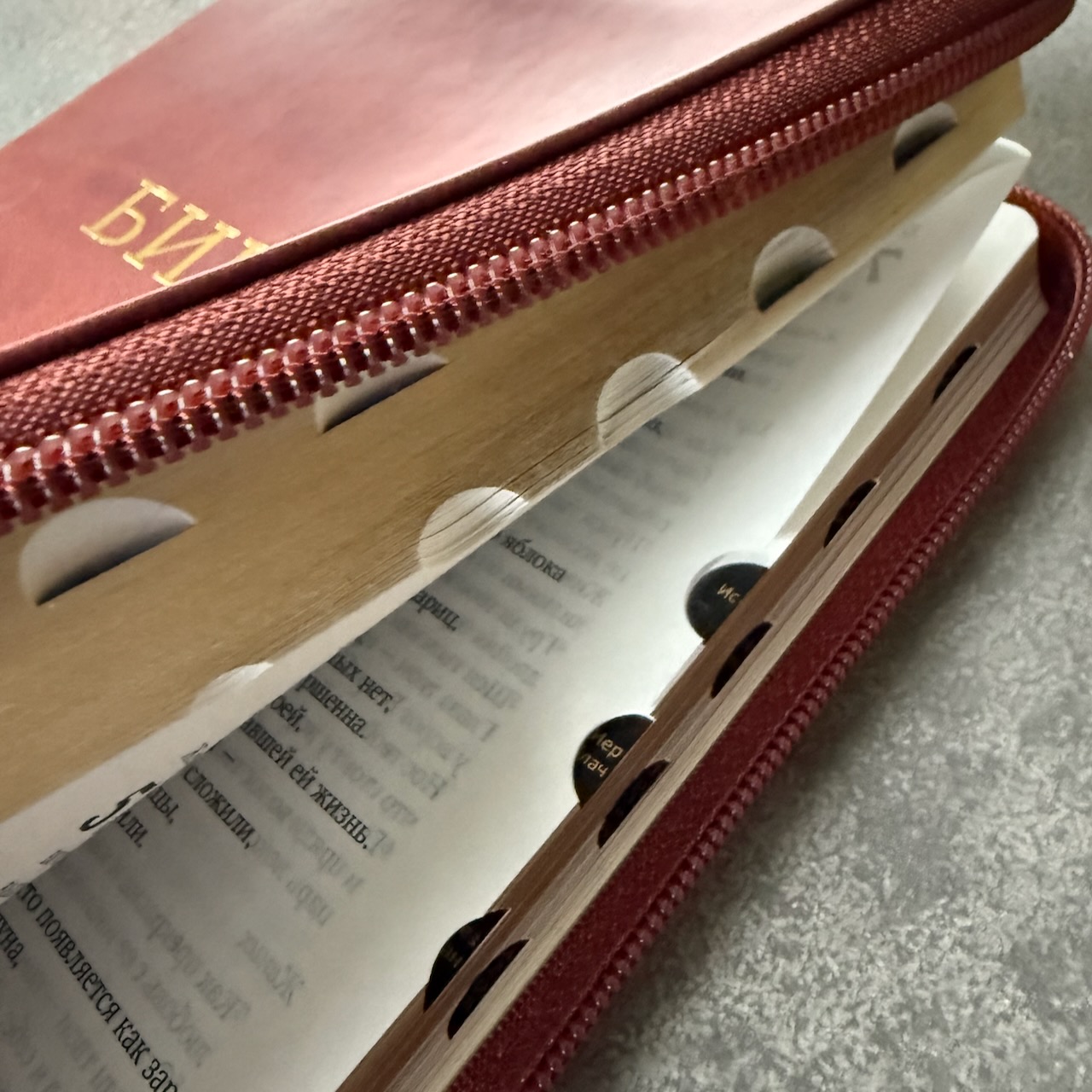 Библия в современном русском переводе 061zti под редакцией Кулакова. Переплет из эко кожи на молнии с индексами, золотые страницы, большой формат 162*220мм, цвет коричневый