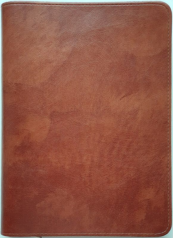 Чехол-сумка с ручкой на молнии для библии из эко кожи цвет светло-коричневый, размер 19*26 см.  Для библии 073-077 формата (17*24*35 мм)