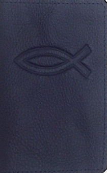 Обложка для паспорта (натуральная цветная кожа), "Рыбка" термопечать, цвет темно-синий
