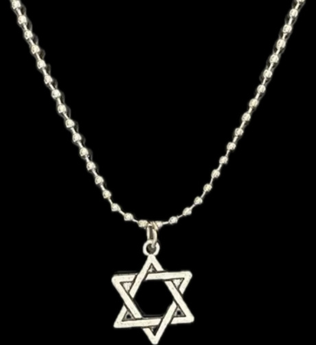 Кулон металлический "Звезда Давида", размер 20*20 мм (средний), цвет "Серебро" на металлической цепочке