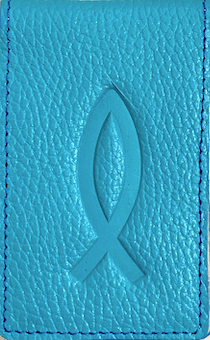 Визитница, подходит для банковских и скидочных карт  (натуральная кожа),  термо штамп РЫБКА, можно использовать для банковских карт и проездных,  размер 11,7*6,7 см, цвет голубой