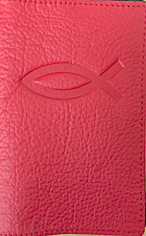 Обложка для паспорта (натуральная цветная кожа), "Рыбка" термопечать, цвет красный