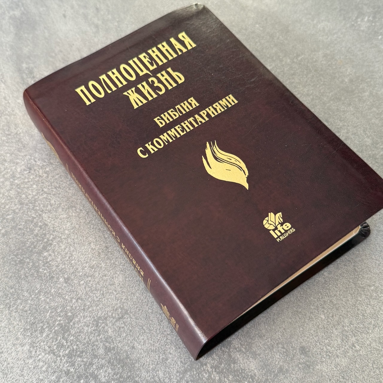 Библия с комментариями "Полноценная жизнь" 065TI, код 25065-16, кожаный переплет, две закладки, цвет темно-бордовый, цветные карты