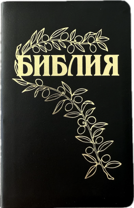 Библия Геце 057, код 25057-11, цвет черный гладкий, кожаный переплет, золотой обрез, две закладки, цветные карты, приложение Библейский спутник, размер 140*216 мм