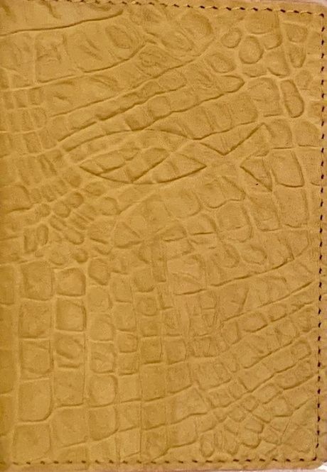Обложка для паспорта (натуральная цветная кожа), "Рыбка" термопечать, цвет кремовый под крокодила