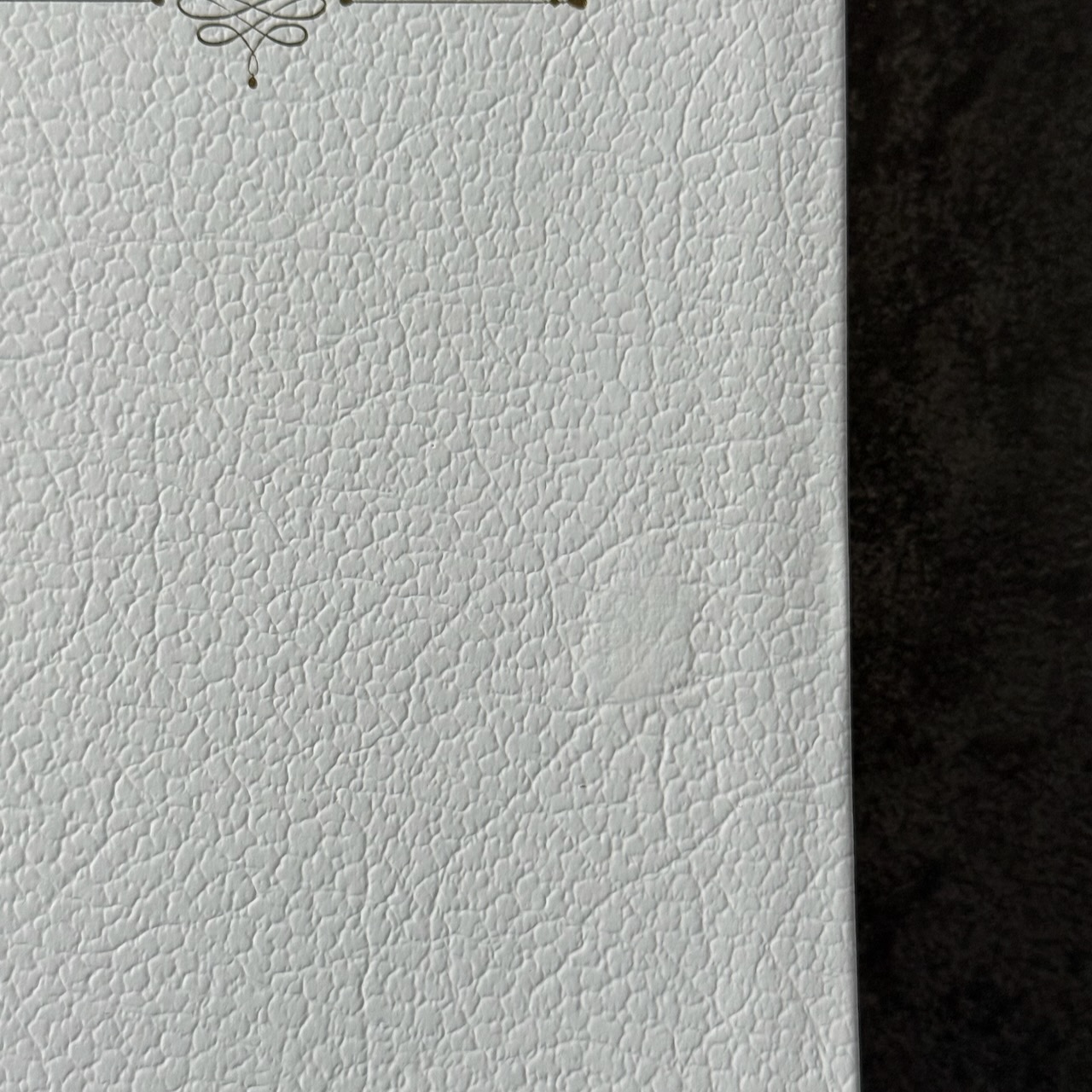 Дисконт. Белое пятнышко на лицевой обложке справа по центру. Библия 048 код 25048-21 дизайн "Библия с вензелем", кожаный переплет, цвет белый пятнистый, формат 125*195 мм