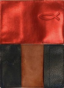 Обложка для паспорта "Бизнес", цвет красный металлик огонь  (натуральная цветная кожа) , "Рыбка"