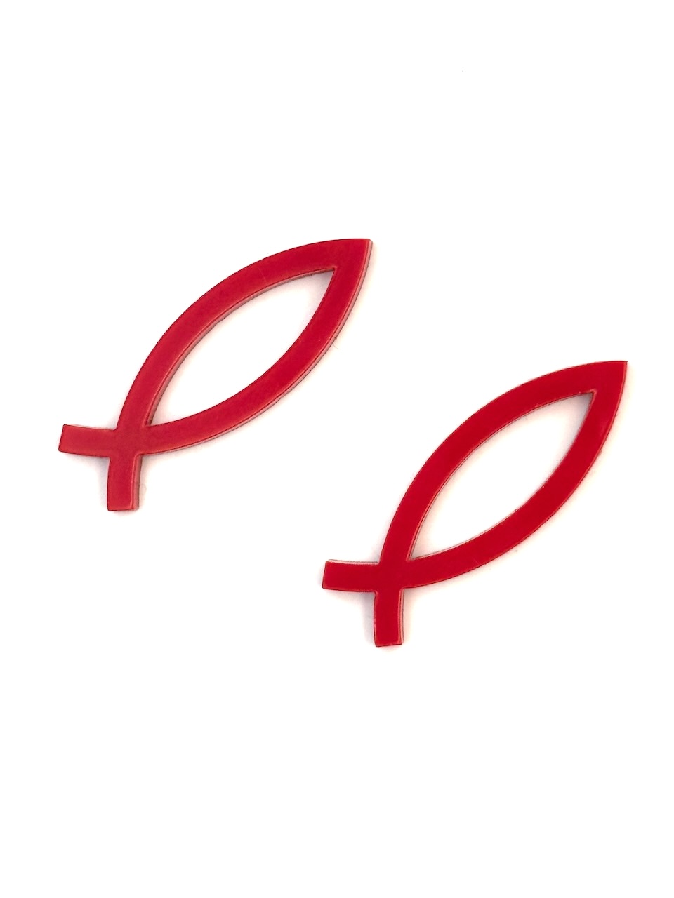 Наклейка "Рыбка" пластик 4,5*1,5 см, толщина 3мм, цвет красный