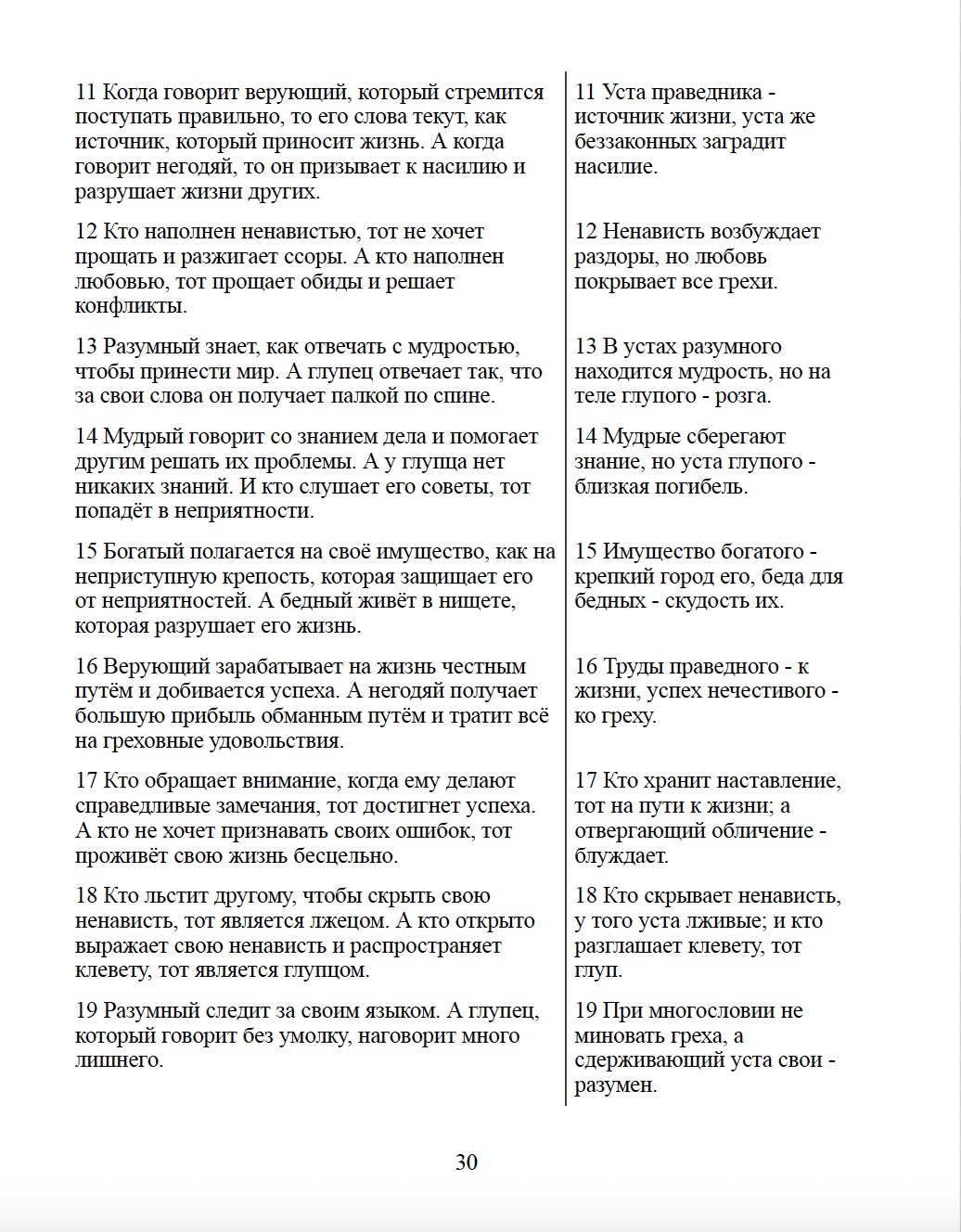 Книга Притч. Понятная Библия на современном языке. Расширенный перевод с параллельным текстом Синодальной Библии.