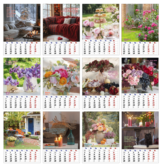 Календарь перекидной на пружине 12 страницах на 2026 год  формат А3+, 34*50 (большой) "Обильных Божьих благословений" Божьи обещания на каждый месяц