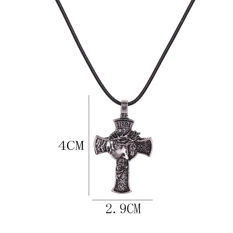 Кулон металлический КРЕСТ с изображением Христа , размер 40*29 мм, цвет "серебро" на шнурочке 45+5 см