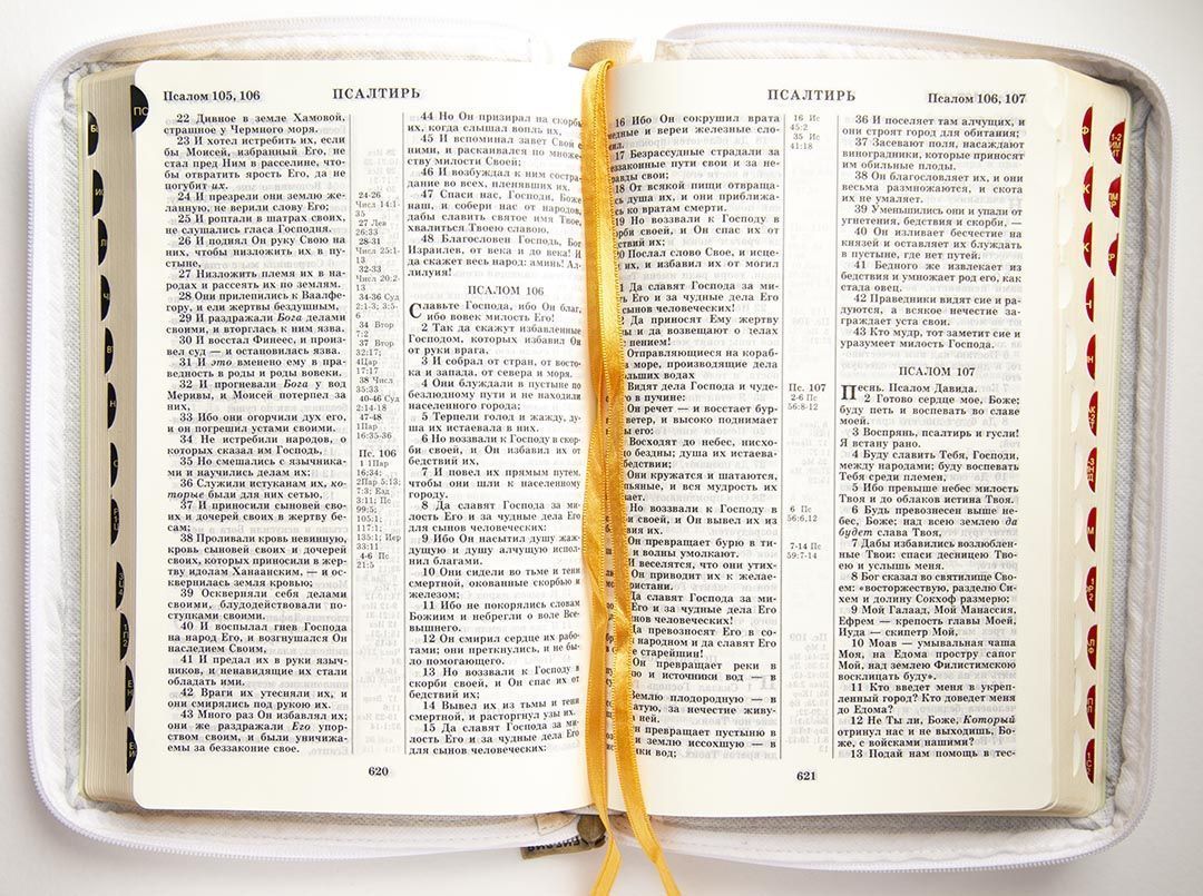 Библия 077ztifib кожаный переплет с кожаной молнией и индексами, цвет белый, золотые страницы, фиксируемая кнопка большой формат, 170х245 мм, код 1371