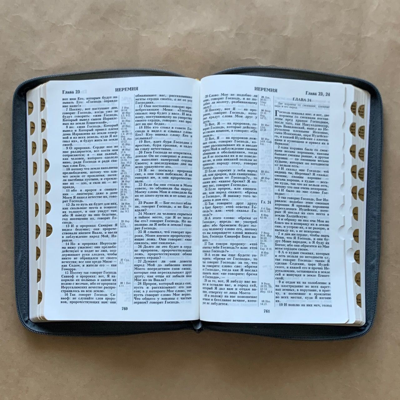 Библия 076zti код G3, дизайн "орел" термо печать, переплет из искусственной кожи на молнии с индексами, цвет темно-серый мрамор матовый, размер 180x243 мм