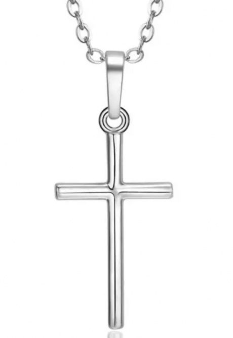 Кулон металлический "Крест изящный", цвет "серебро",  размер 27*13 мм, с цепочкой со звеньями 45+5 см