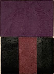 Обложка для паспорта "Бизнес", цвет  темно-фиолетовый (натуральная цветная кожа) , "Рыбка"