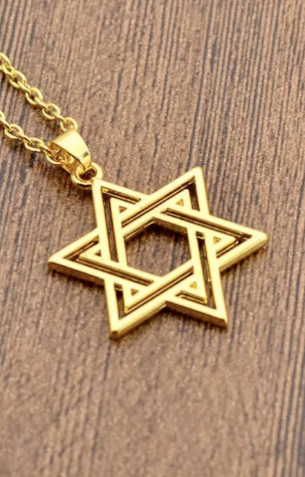 Кулон металлический "Звезда Давида", размер 25*25 мм (средний), цвет "Золото" на металлической цепочке
