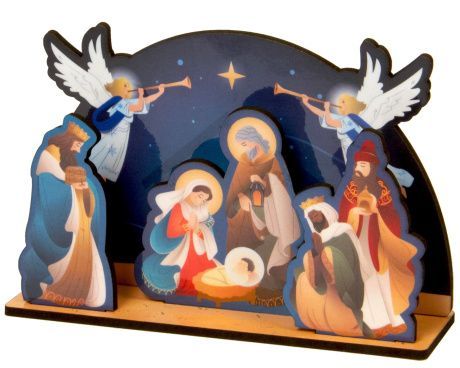 Настольный деревянный 3Д сувенир "С Рождеством Христовым!" №3 детский, размер 14,5*21 см