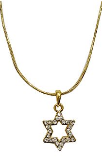 Кулон металлический "Звезда Давида" (украшено разноцветными камнями полностью), цвет: золото