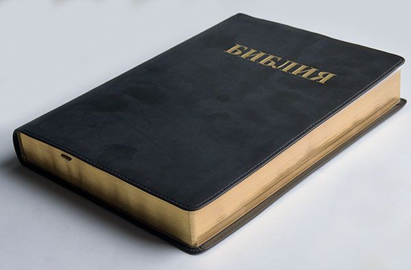 Библия 065 (большой формат, крупный шрифт, гибкий переплет из искусственной кожи, цвет черный, золотые страницы, 160*230 мм)