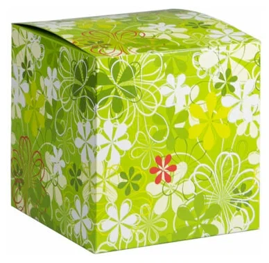 Подарочная цветная коробка для кружки "Цветы-Зеленые"
