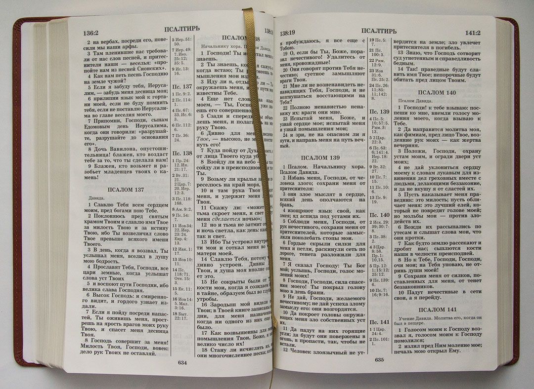 Библия 065 (большой формат, крупный шрифт, гибкий переплет из искусственной кожи, цвет коричневый, золотые страницы, 160*230 мм)