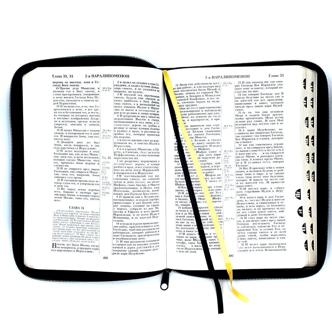 Библия 076zti дизайн "колос", кожаный переплет на молнии с индексами, цвет черный, размер 180x243 мм, золотой обрез, параллельные места по центру страницы, крупный шрифт 14-16 кегель, синодальный перевод