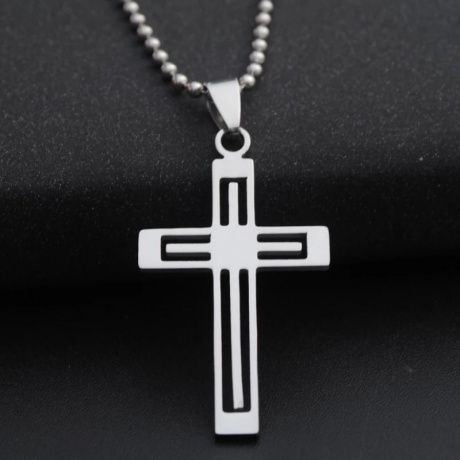 Кулон металлический "Крест внутри очертания второго креста" размер 28*48 мм, с цепочкой длиной 50 см