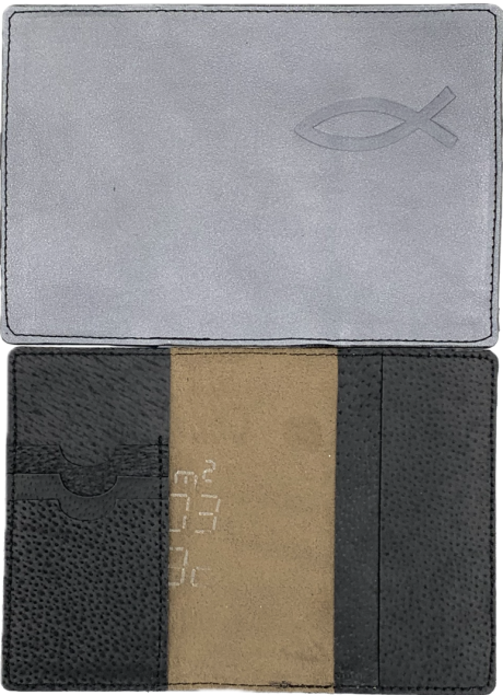 Обложка для паспорта "Бизнес", цвет пепельно-серебристый металлик  (натуральная цветная кожа) , "Рыбка"