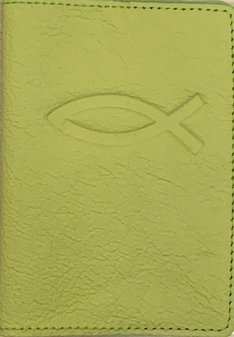 Обложка для паспорта (натуральная цветная кожа), "Рыбка" термопечать, цвет салатовый