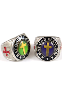 Перстень "Крест", надпись "May GOD Bless you" (Да благословит тебя Бог), меняет цвет от температуры, материал сталь, размер 23