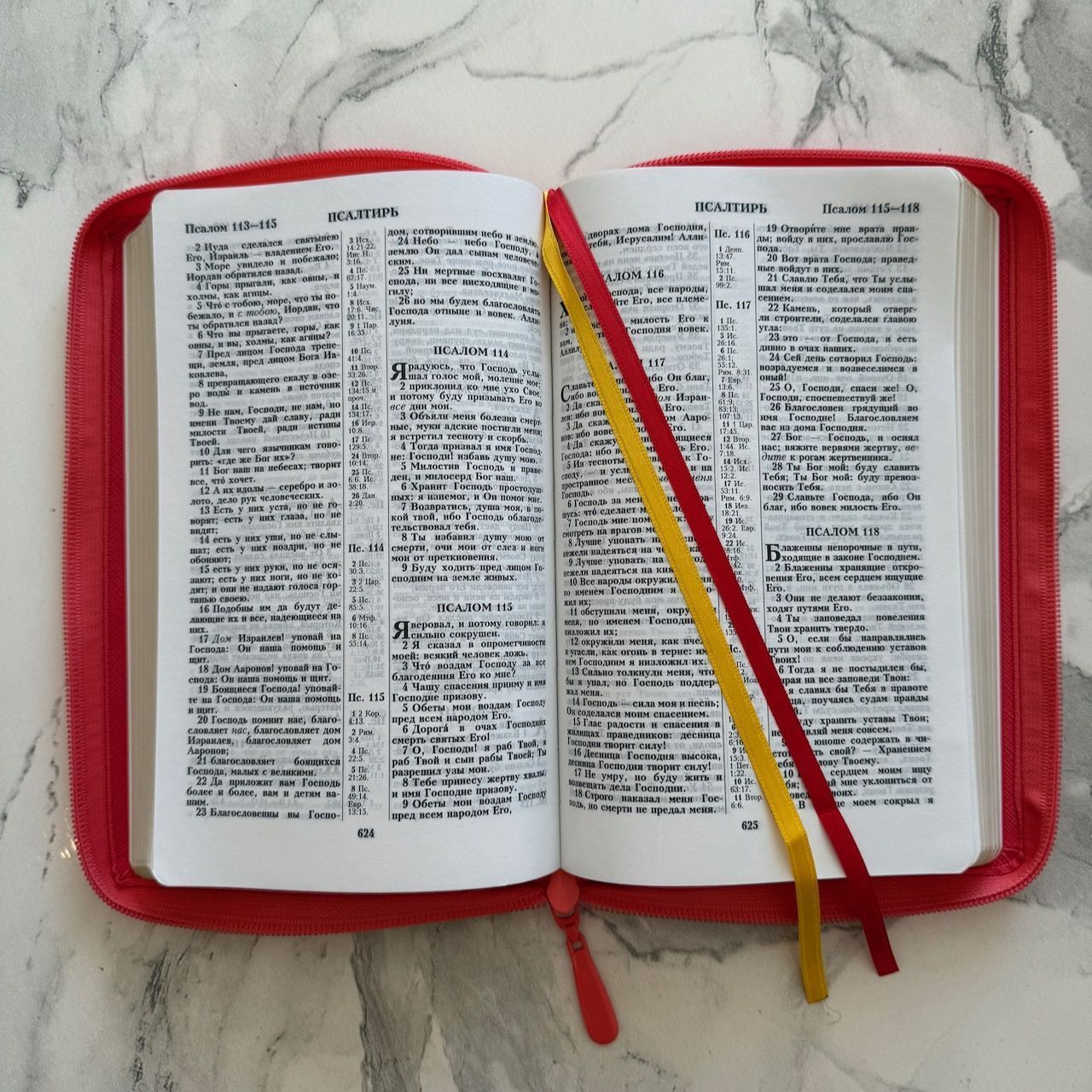 Библия 055z код 26055-30  термо штамп "терновый венец", переплет из эко кожи на молнии, цвет красный, средний формат, 143*220 мм