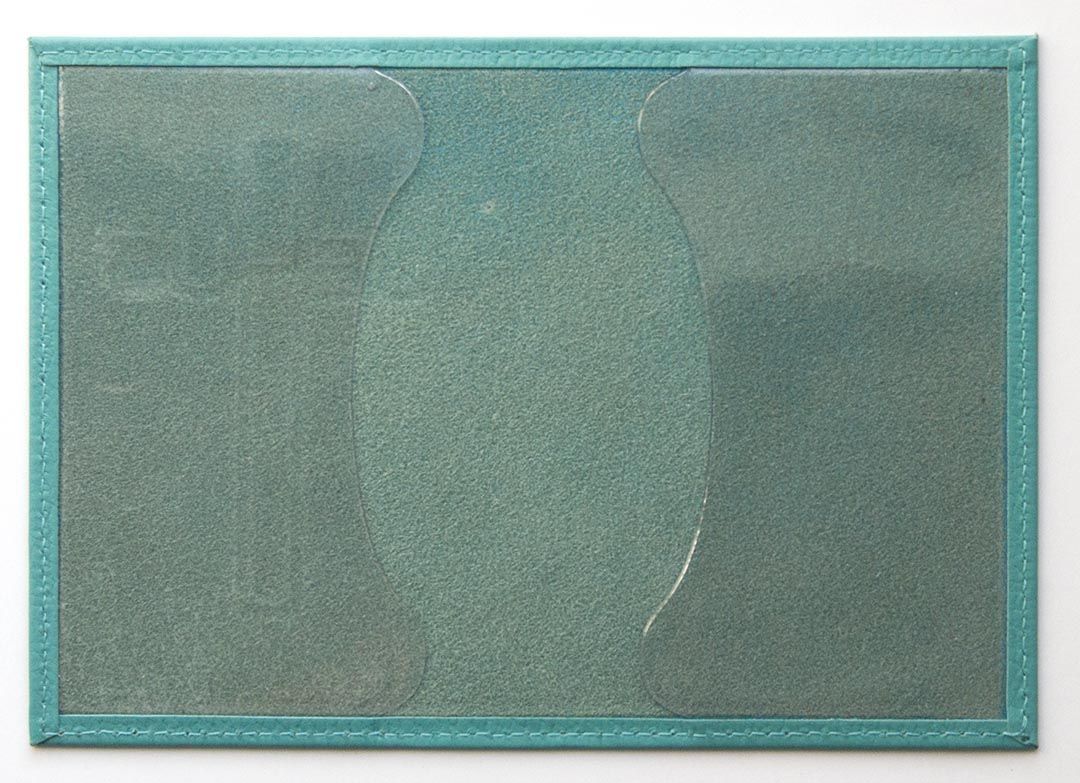 Обложка для паспорта (натуральная цветная кожа) , "Крест-Jesus" термопечать, цвет бирюзовый