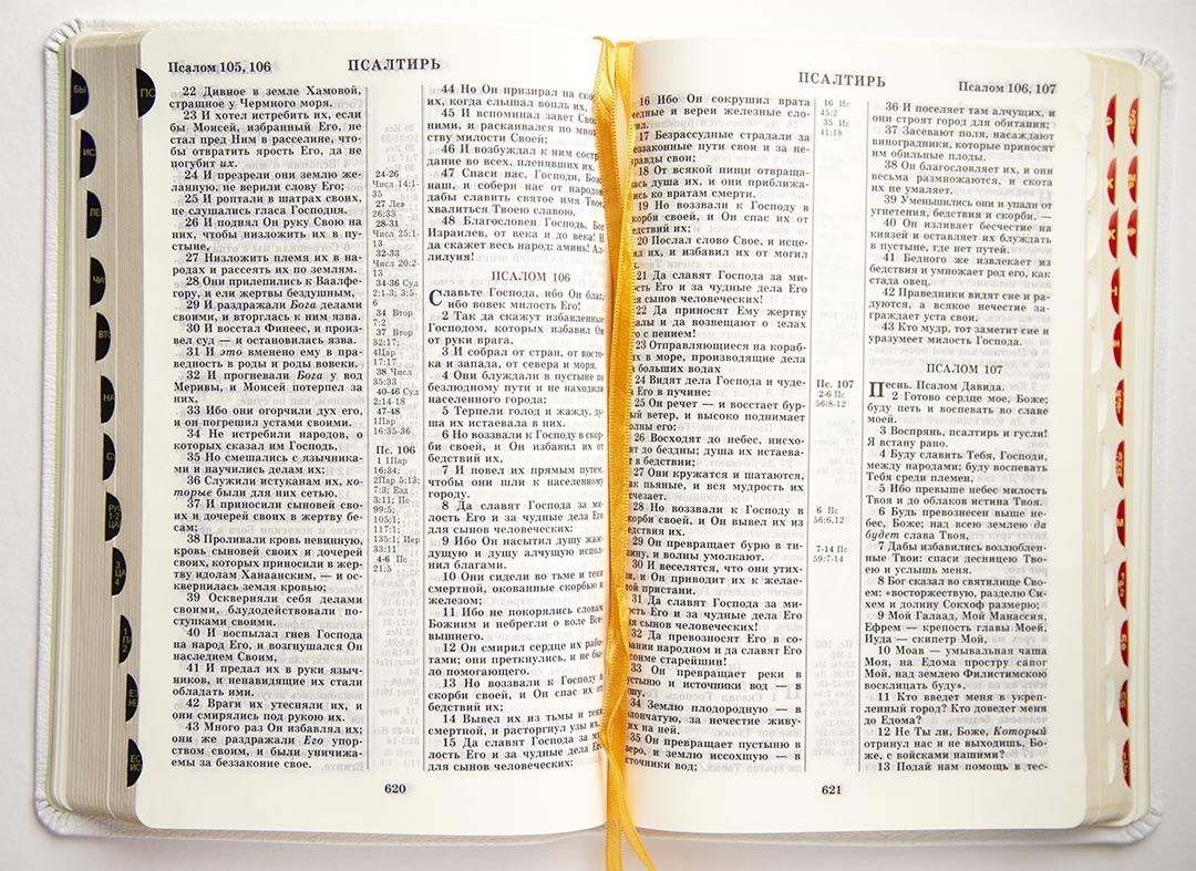 Библия 077ti кожаный переплет с индексами,  цвет белый, золотые страницы, большой формат, крупный шрифт, 14-15 кегель, 165*237 мм, код 1374