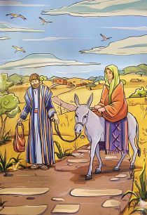 Пазл "Мария и Иосиф на пути в Вифлеем", размер в собранном виде 150*210 мм, 35  пазлов, для детей 3+